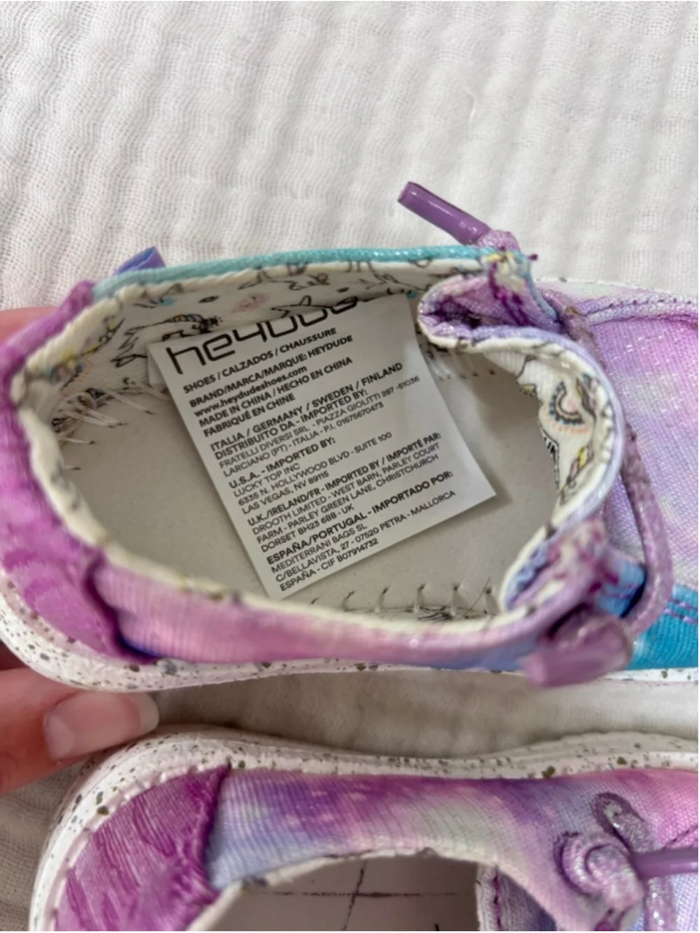 Toddler Wendy Unicorn Dreamer Hey Dude Sneakers Purple Blue Tie-Dye US 5